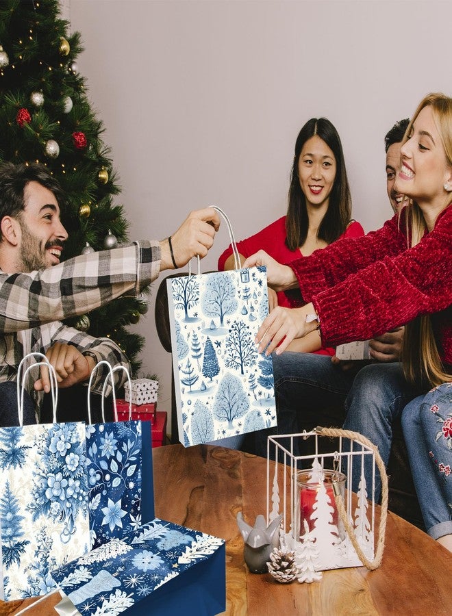 YTGUVBK Blue Christmas Decorations Gift Bags, 12 Pack Christmas Gift Bags with Handles Reusable Winter Party Favor Treat Bags Snack Cookie Bags for Winter Holiday Xmas Party Supplies - Image 2